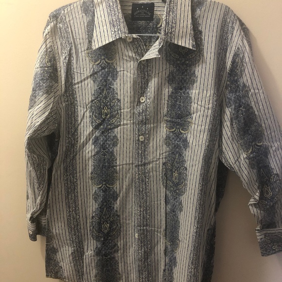 Indigo Palms Blue and Paisley button down - Picture 3 of 3